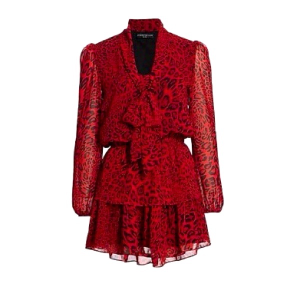 Generation Love Red leopard print ruffle dress—NWT - Picture 4 of 15